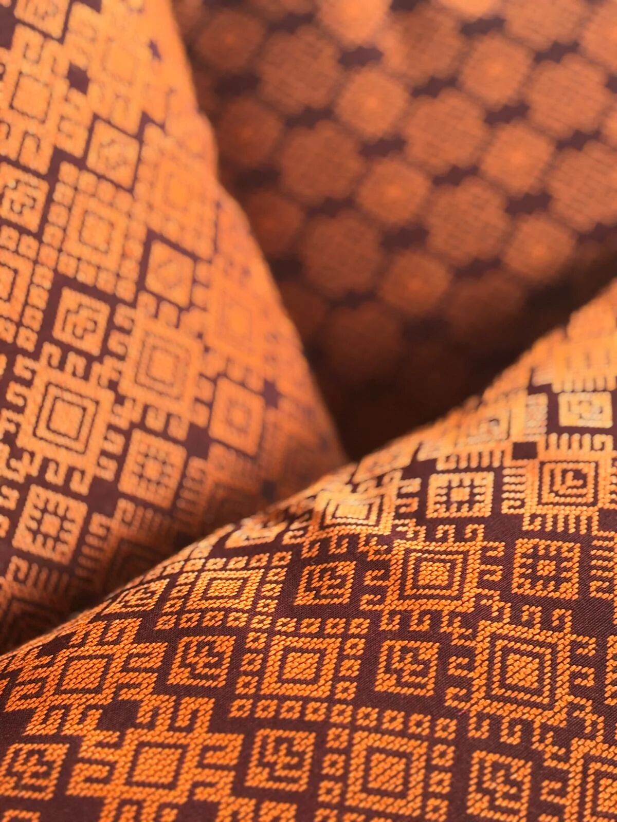 Burgundy and orange Kachin cushion cover (RIDA)