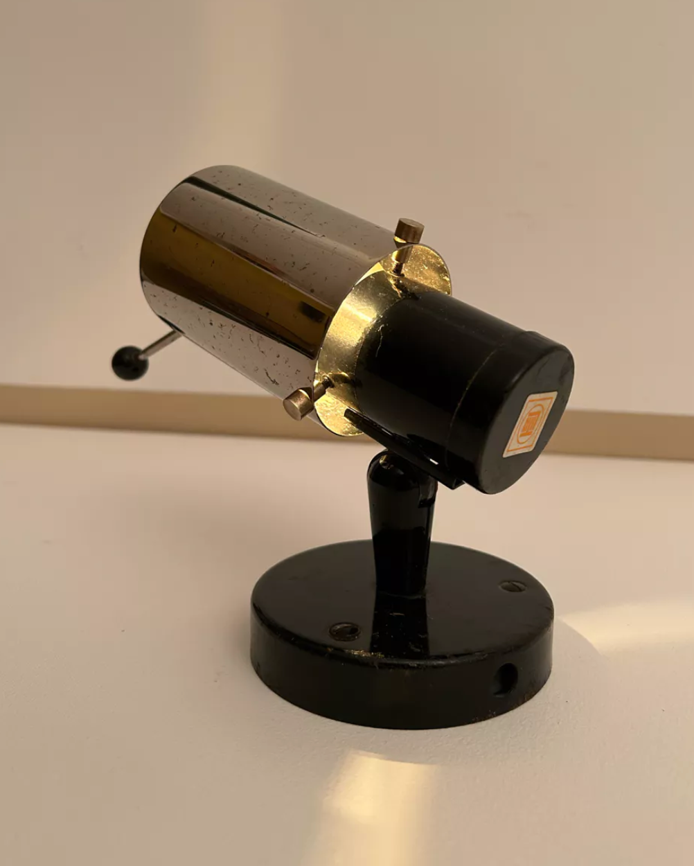 Vintage Zodiac wall lamp by Jacques Biny, chrome and black, Lita 1950