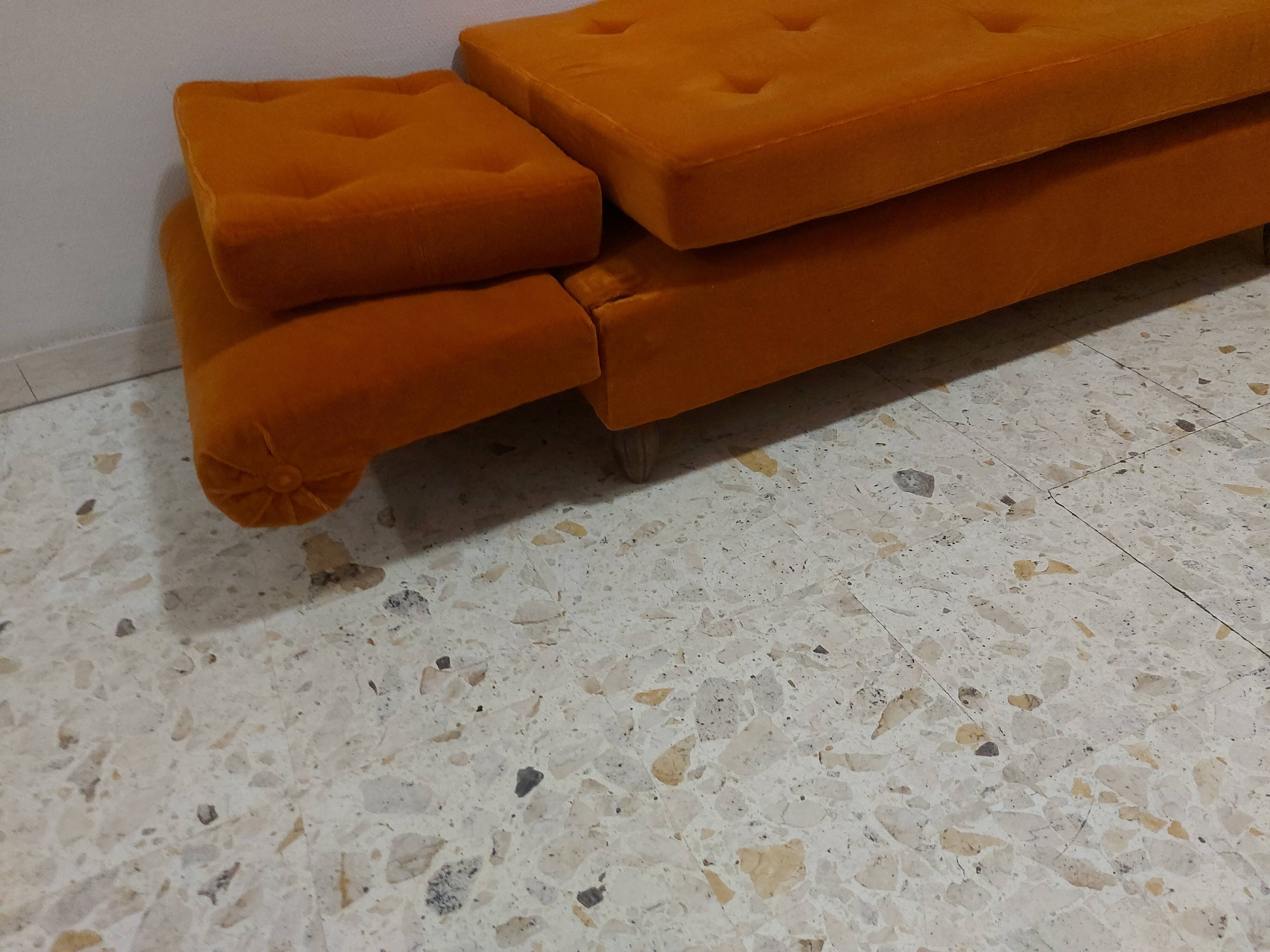 Sofa, daybed art deco, orange velvet