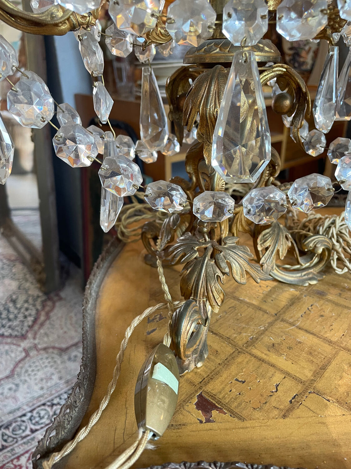 Girandoles bronze pampilles cristal