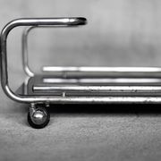 Vintage Mid-Century German Modern Bauhaus Chrome & Glass Serving Trolley