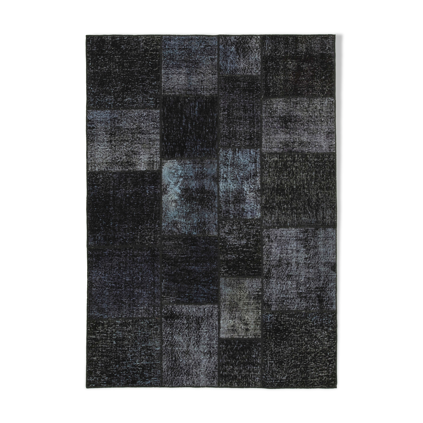 Handmade anatolian vintage 172 cm x 241 cm black patchwork carpet