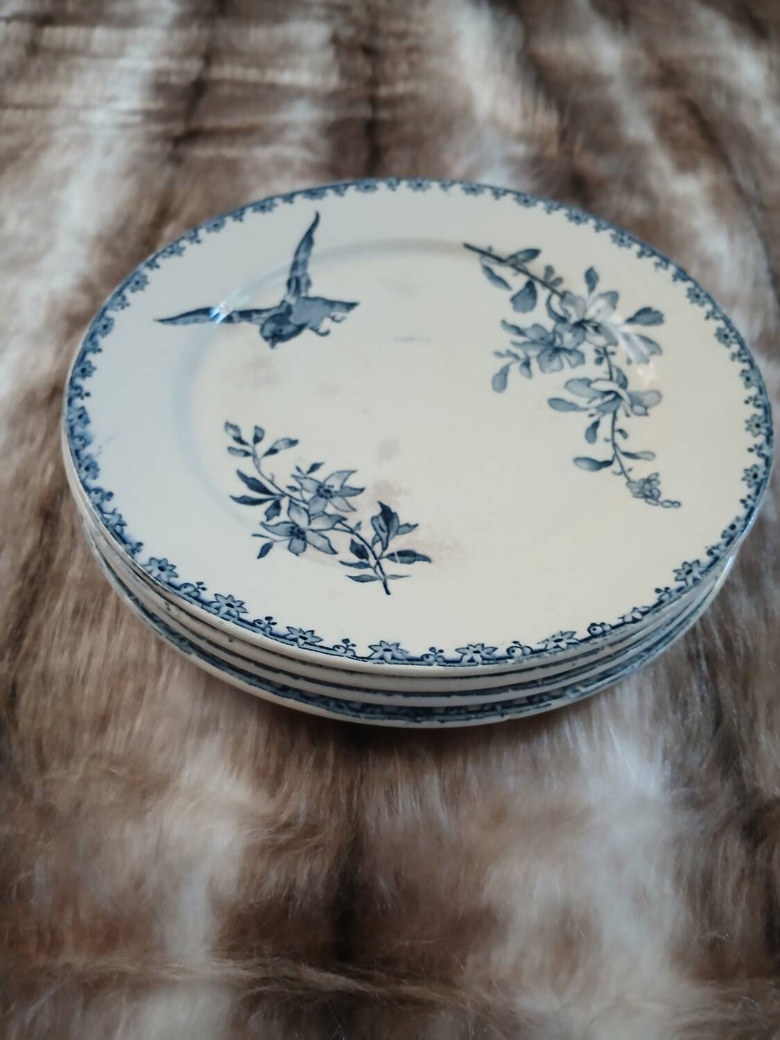 8 antique dessert plates in ironstone