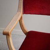 Henning Kjærnulf, Oak and velvet armchair, Model "Kurul", Mid-century, 1960s