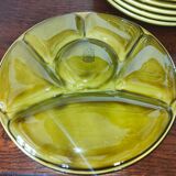 6 assiettes à huître en faïence de Gien vertes
