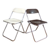 Duo de chaises plia Piretti blanc et marron
