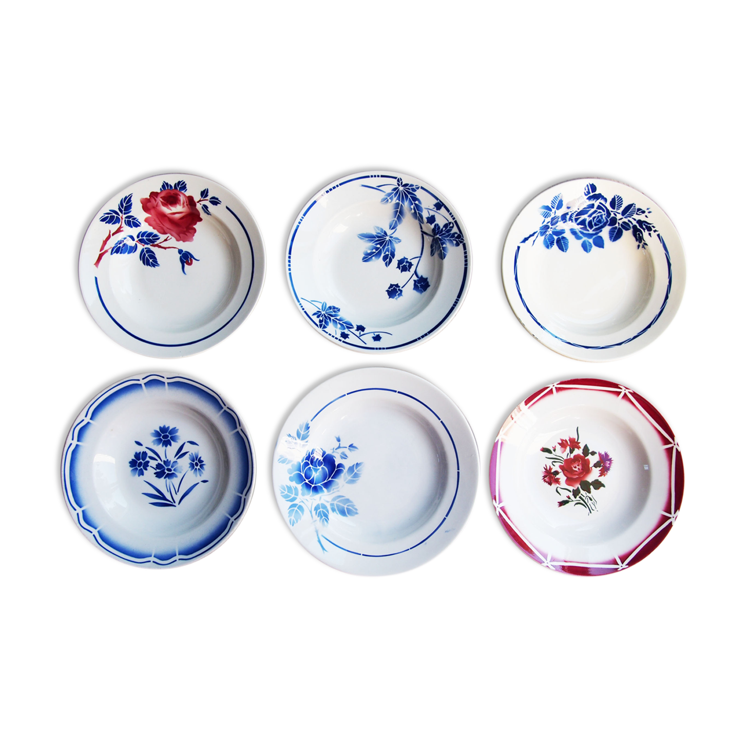Set of 6 flower plates