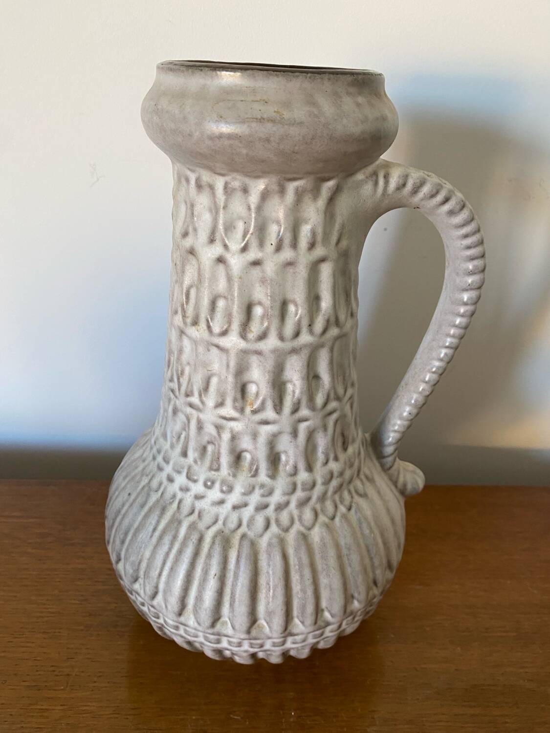 Antique Pitcher Vase With Handle Grey Ceramic West Germany Vintage Decoration #