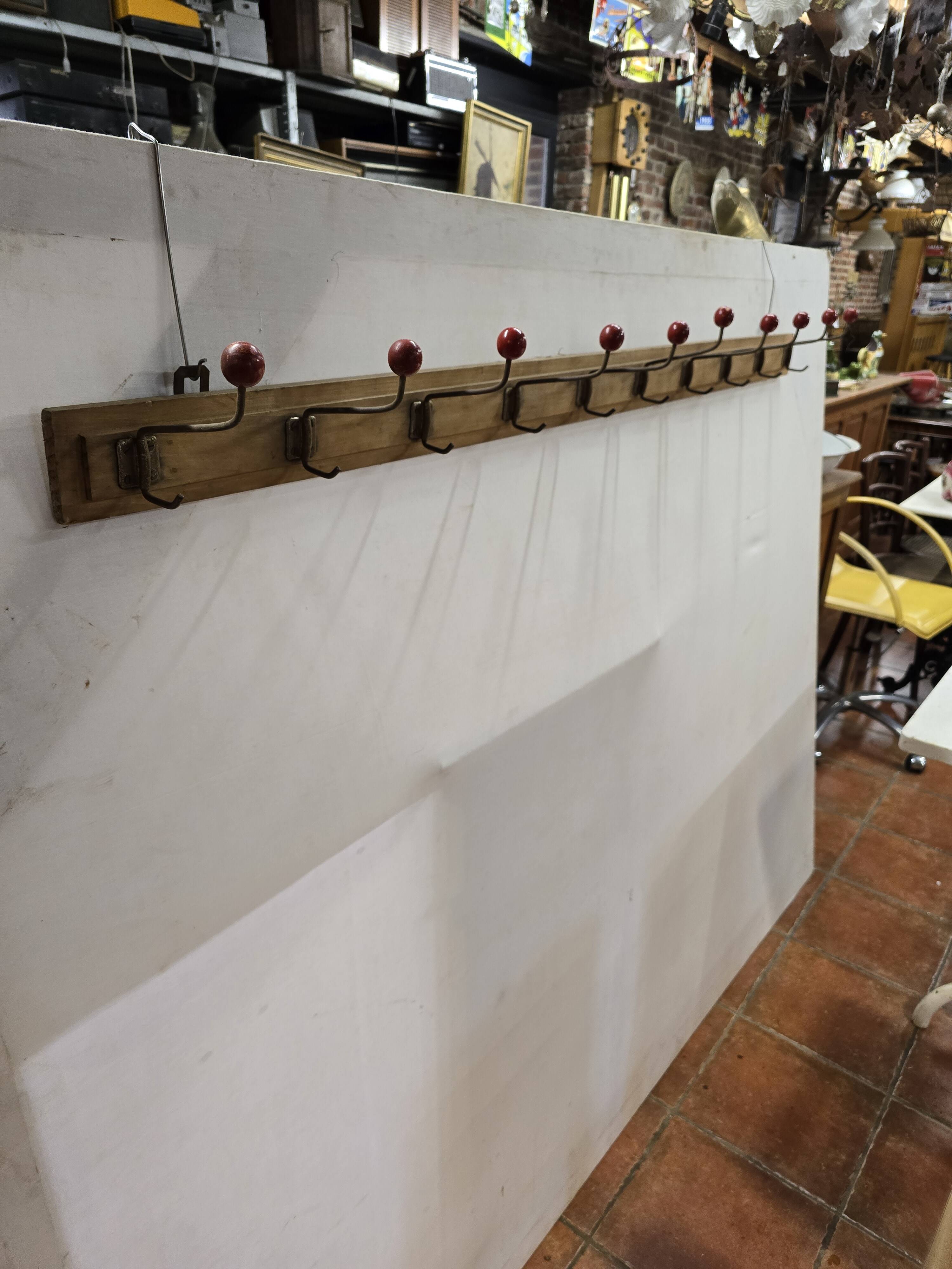 1960s school coat rack with 10 hooks