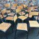 30 mismatched vintage industrial school chairs MULLCA tube & wood