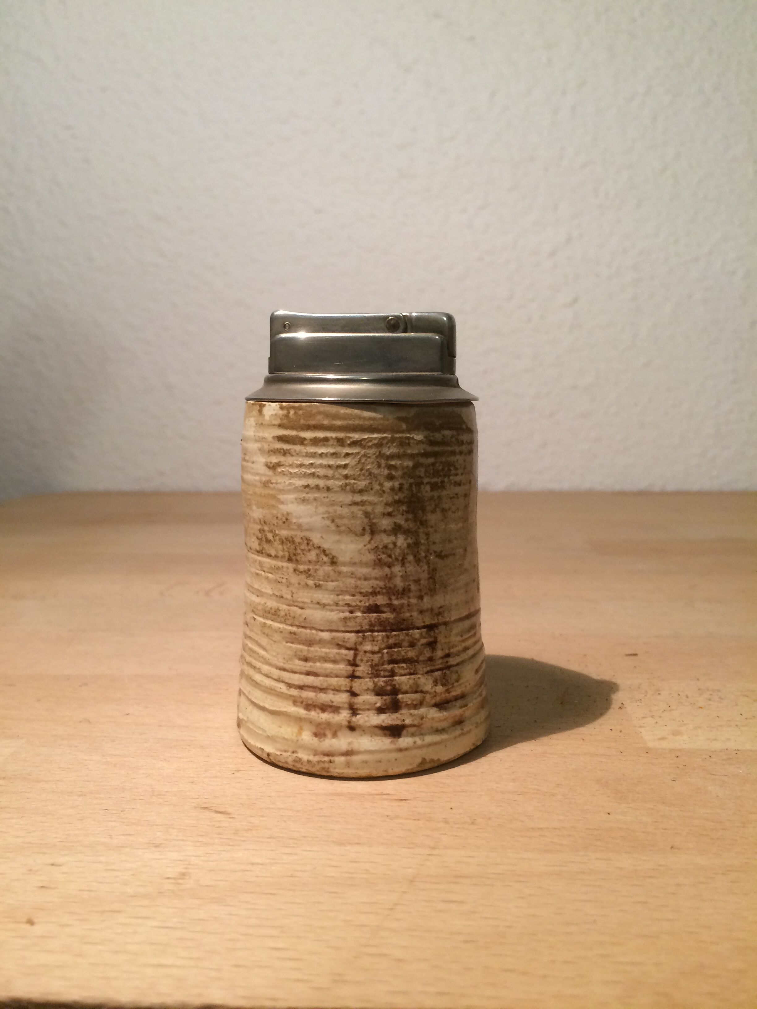 Vintage ceramic table lighter 60s, signed