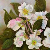Table HST "Christmas Roses" Flowers Ellébores signed Sylvie Lamboeuf