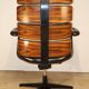 Fauteuil de bureau vintage en skaï et bois - 1970