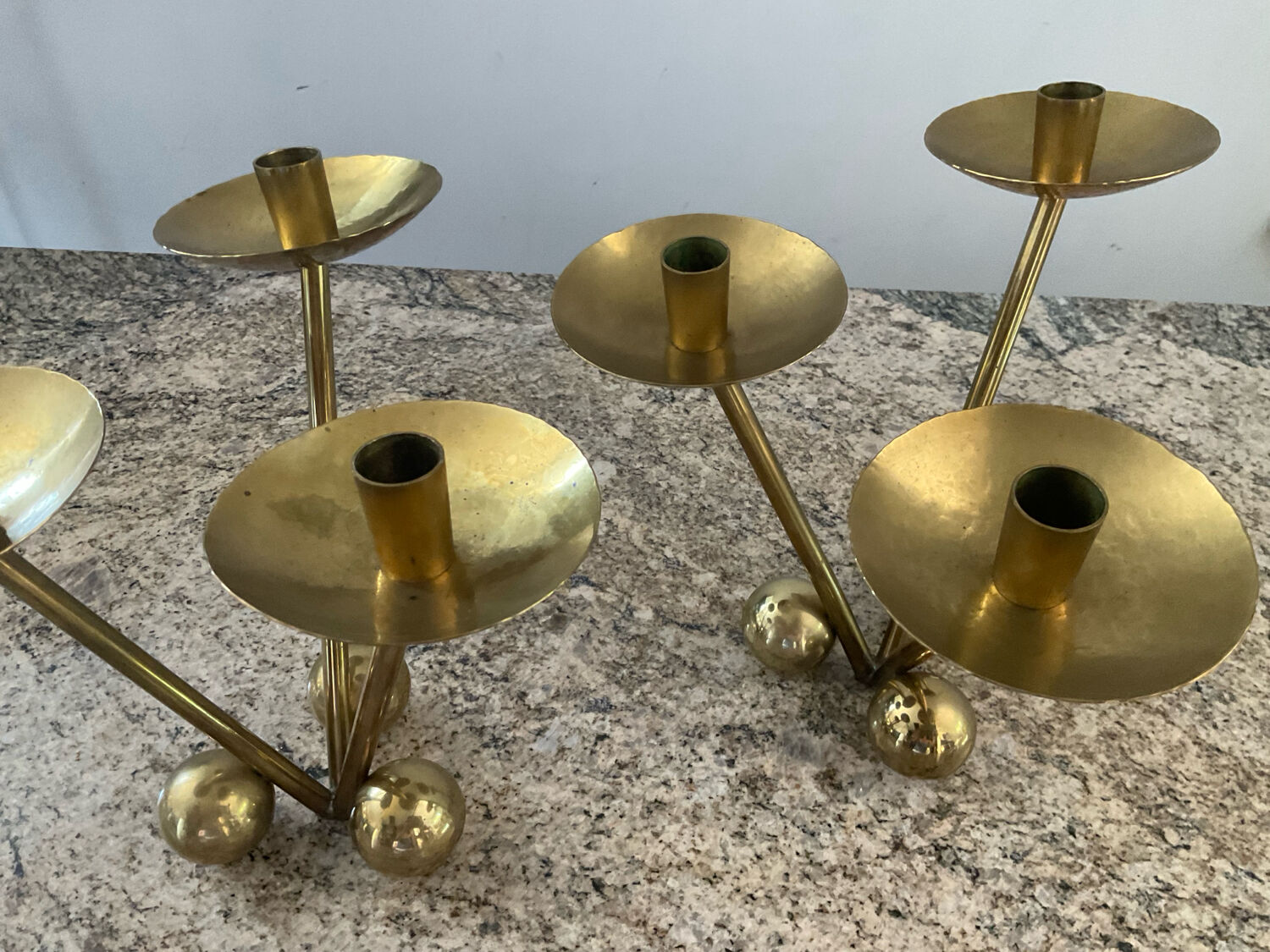 Pair of modernist bronze candlesticks