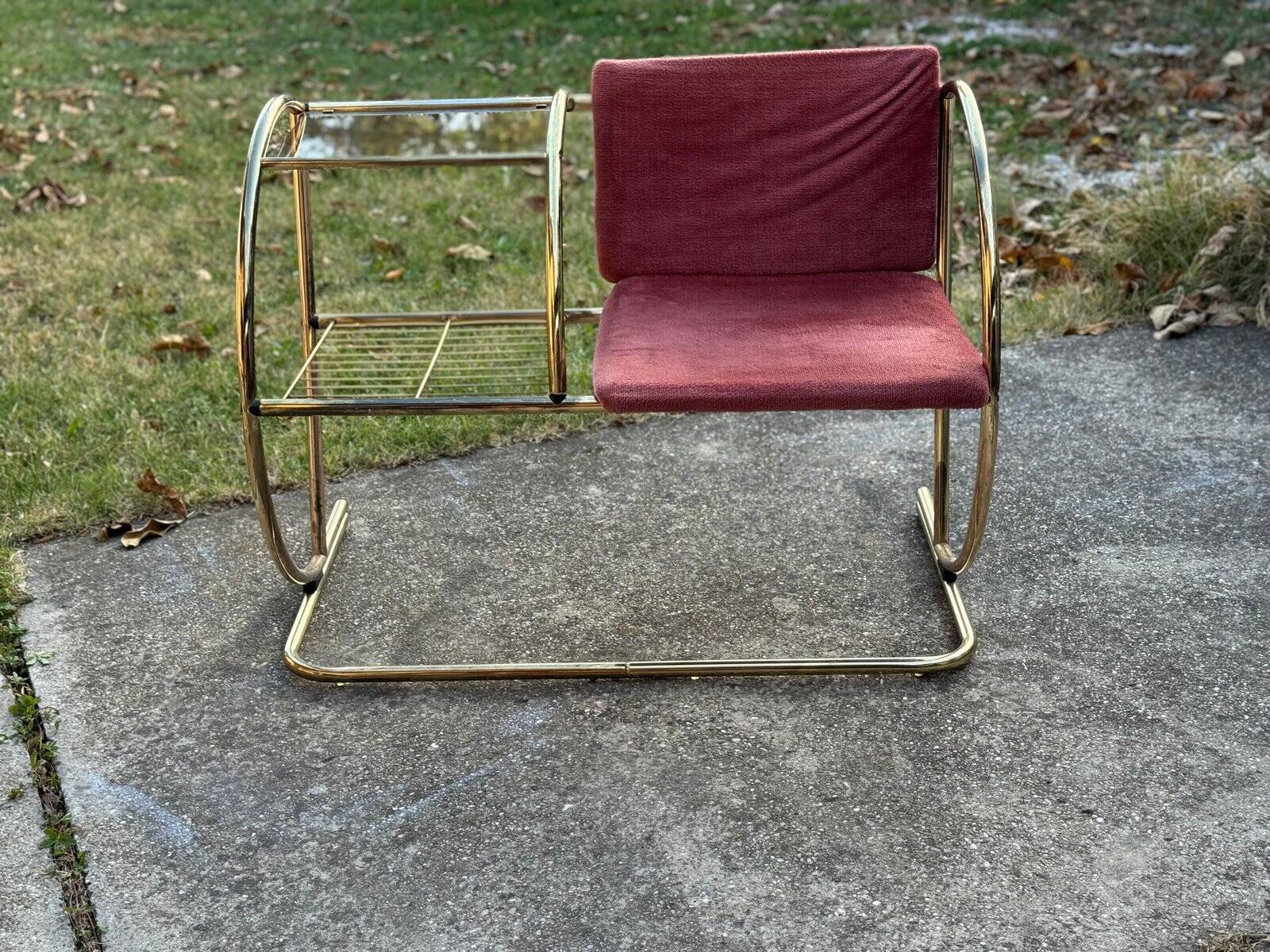 Vintage brass bench, 1960s