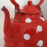 Enamelled polka dot teapot