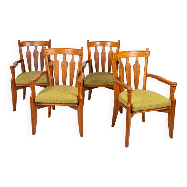 Série de 4 chaises Guillerme et Chambron, Votre Maison, France, 1950s