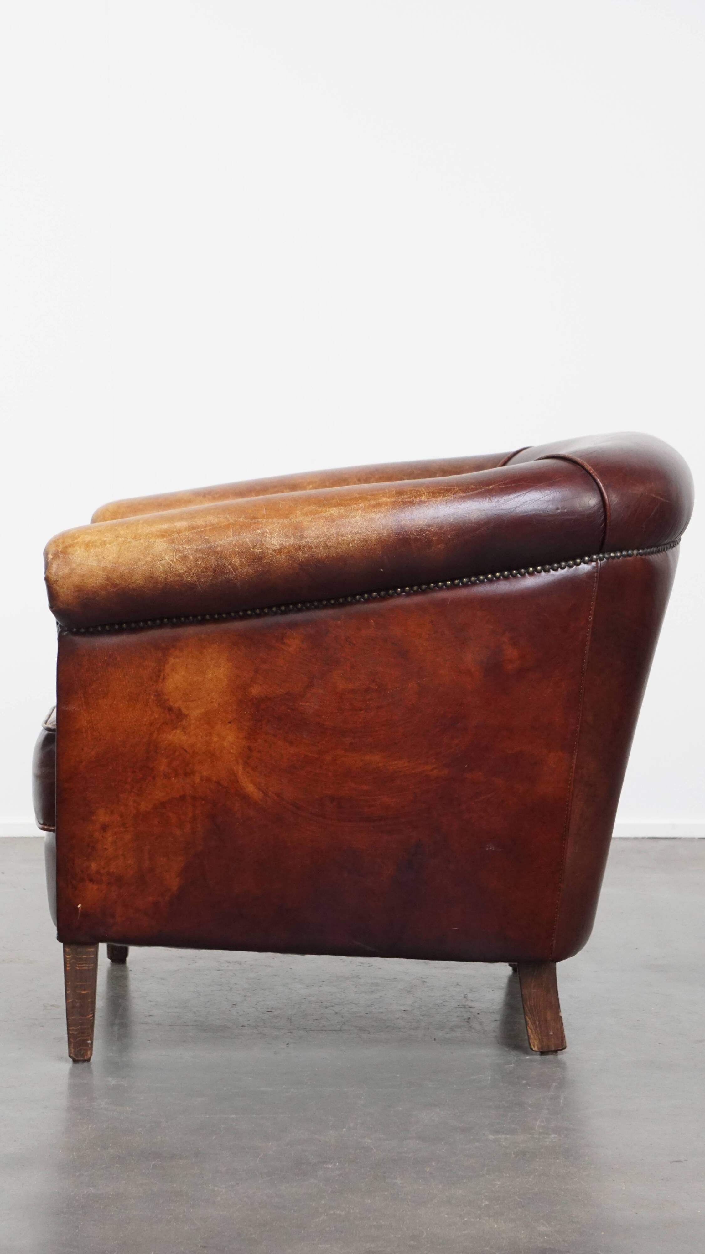Cowhide Leather Club Chair in English Style