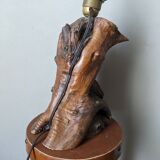 Olive wood lamp base folk art country decoration