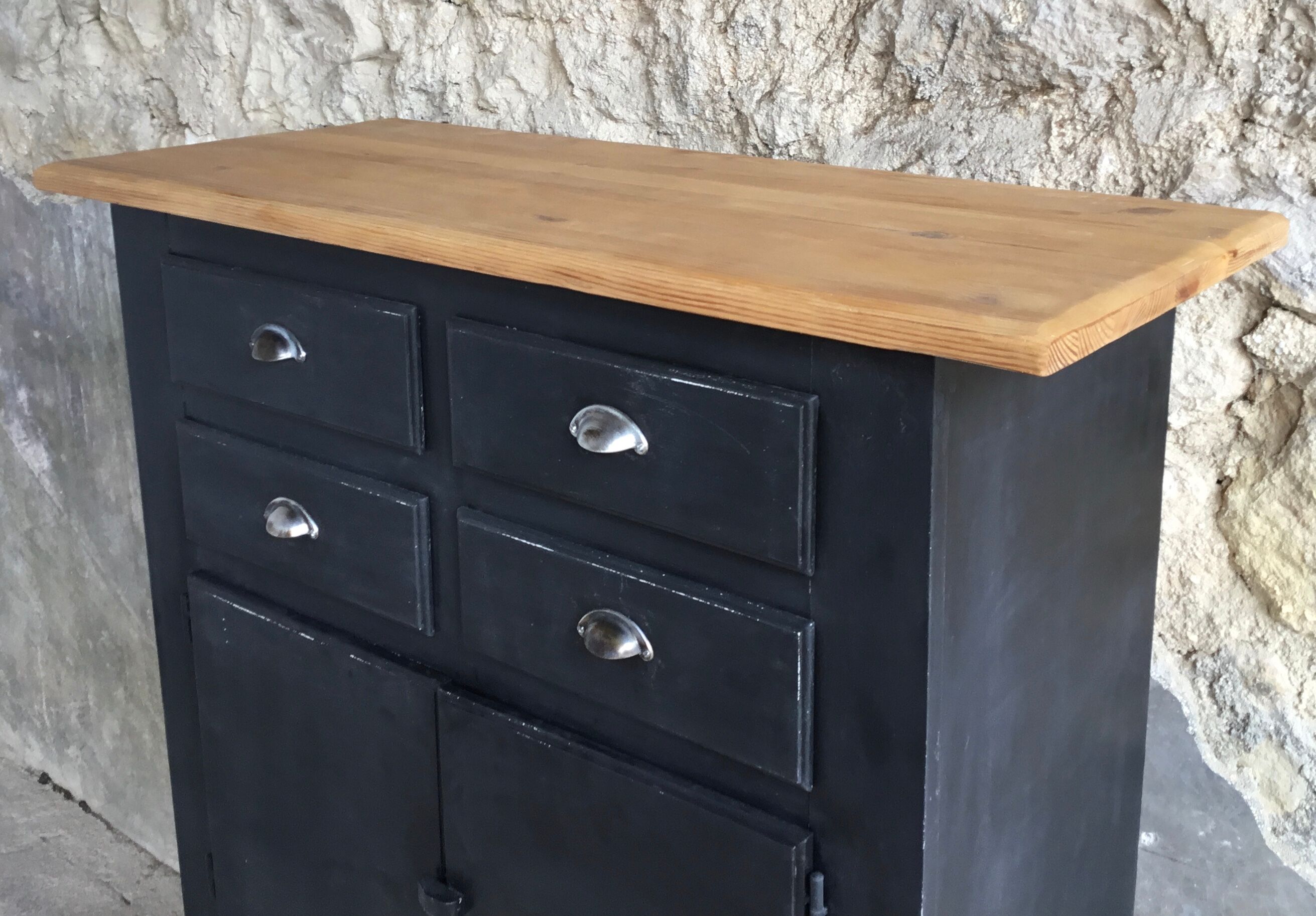 Craft furniture or top black and wood sideboard