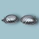 Duo de beurriers vintage en forme de coquillage – inox et verre