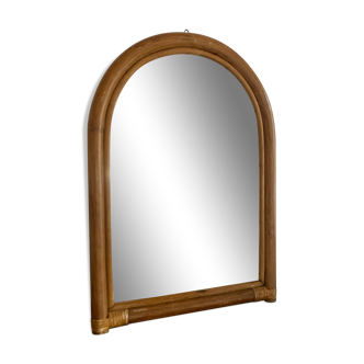 Miroir vouté vintage en bambou 33x45cm