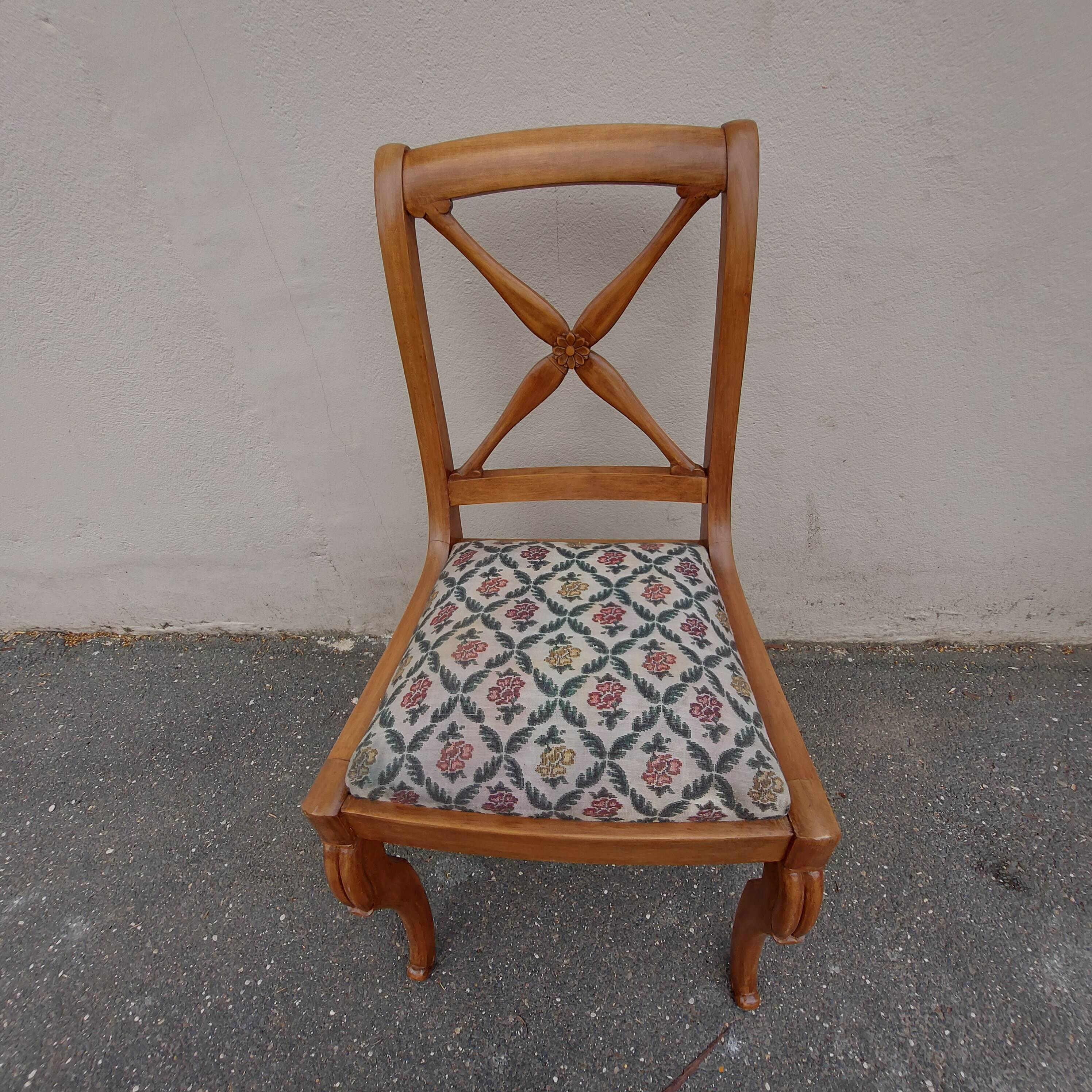 1 antique charles x cross-brace chair from the restoration period