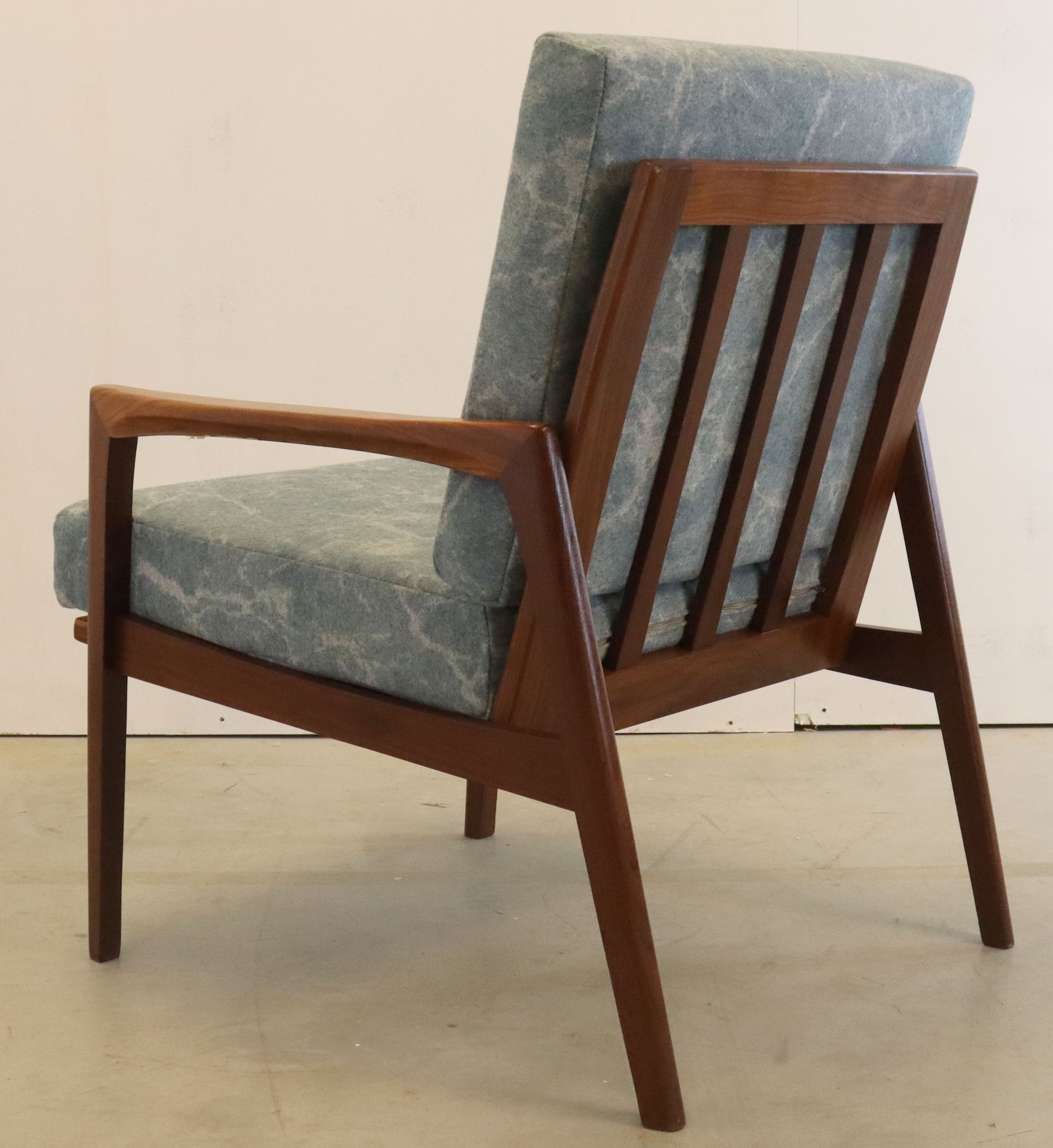 Mid century teak Armchair 'Mettmann' - reupholstered