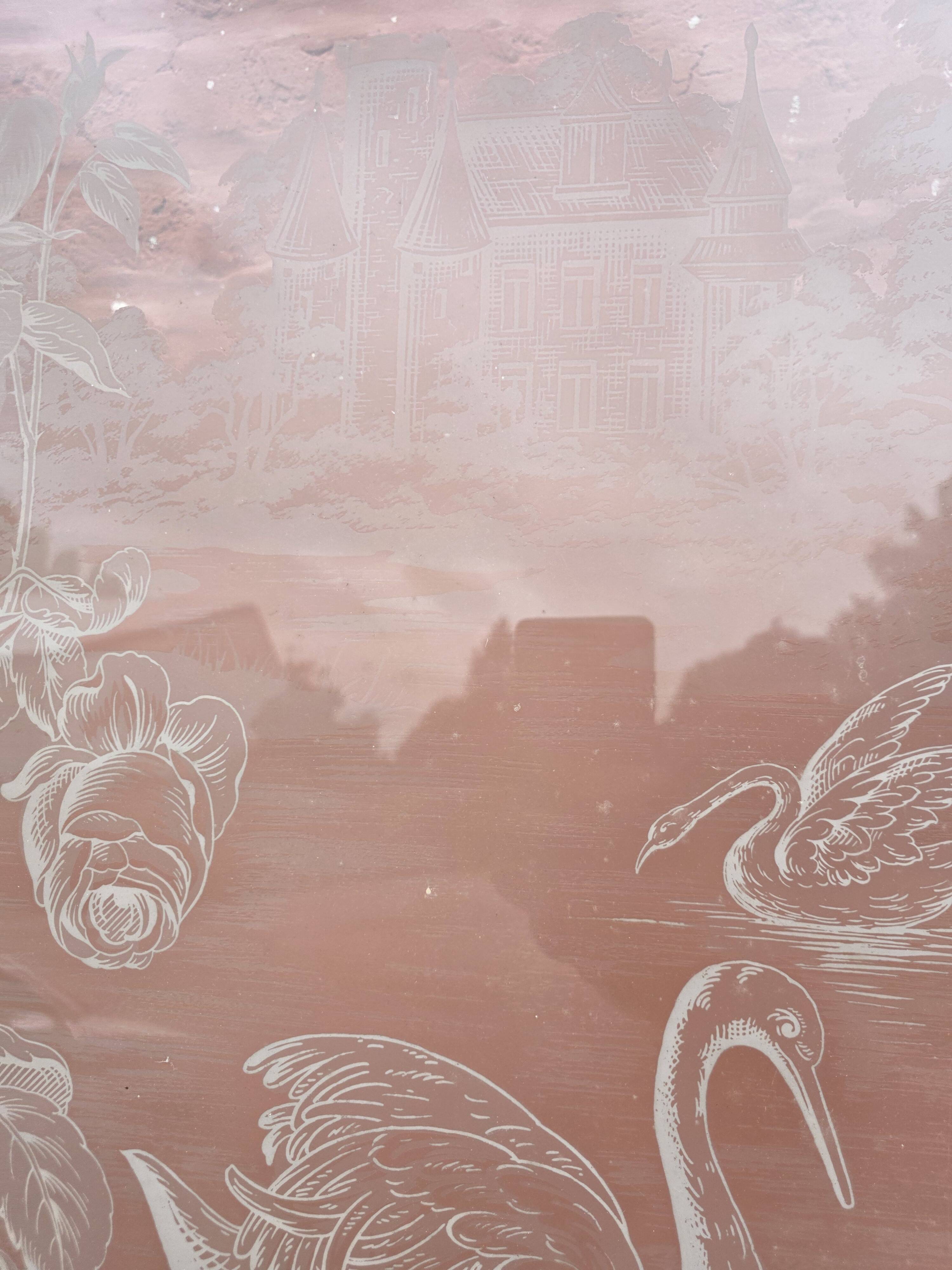 Engraved glass door, late 19th century.