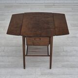 1950s, Danish foldable coffee table with drawer and shelf, original condition.