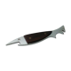 Decapsuleur en chrome et bois en forme de poisson esturgeon