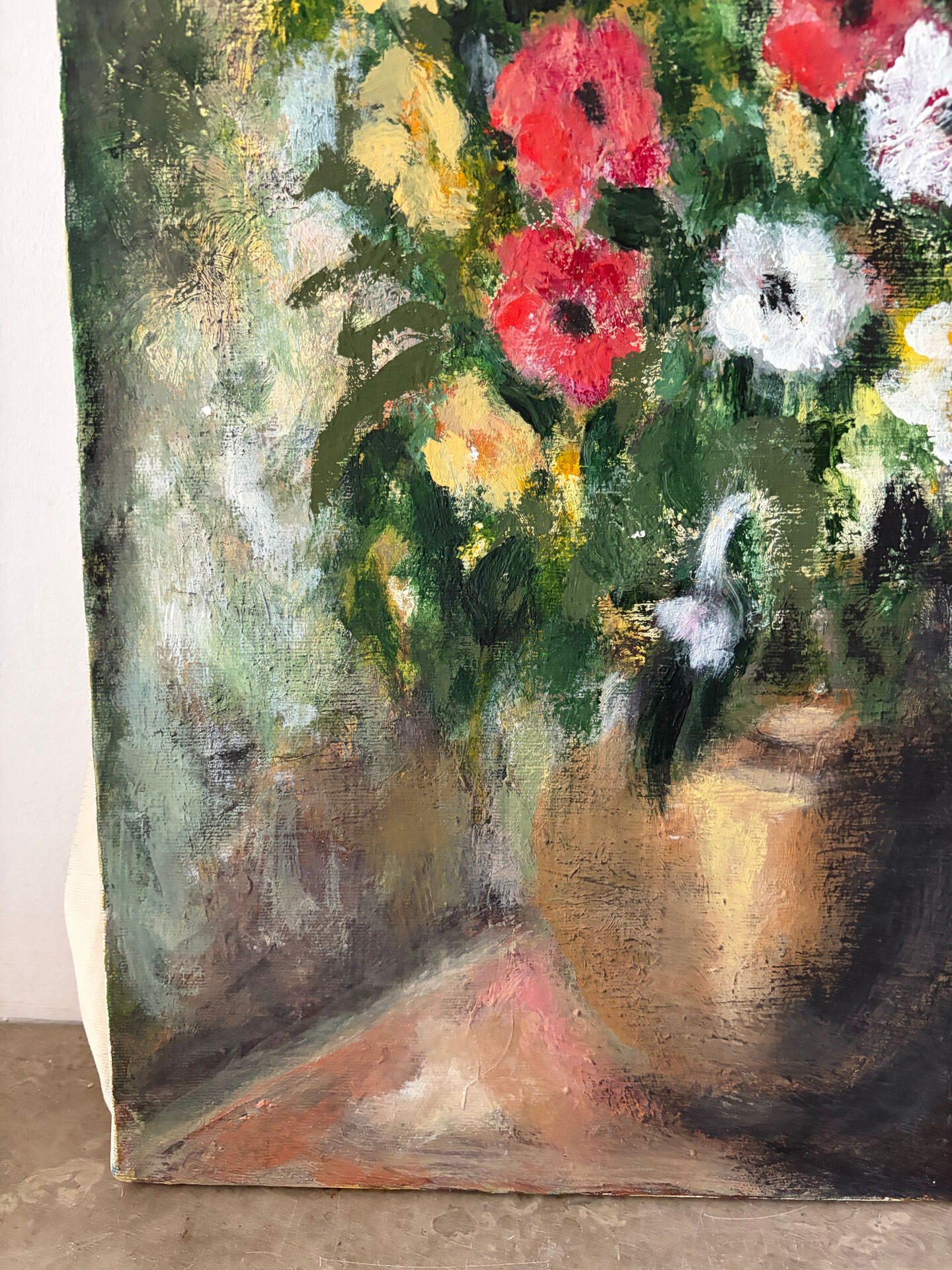 Bouquet de fleurs, huile sur toile