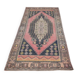 Pink & Navy Blue Persian Rug, 123x234Cm