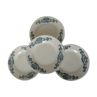 4 assiettes plates en terre de fer de Longchamp modèle Lutèce 220602