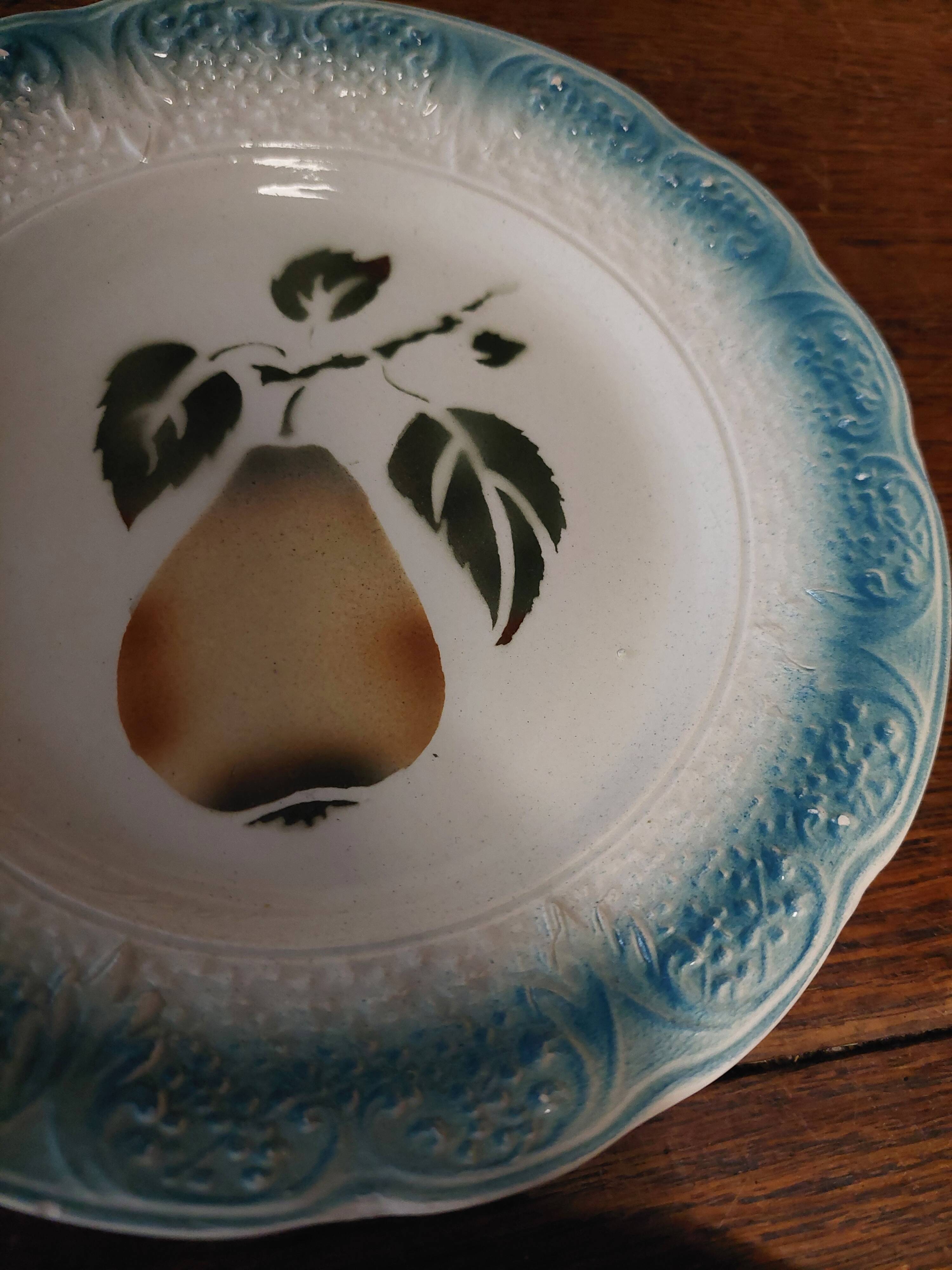 Dessert plates set of four Clairefontaine pear barbotine