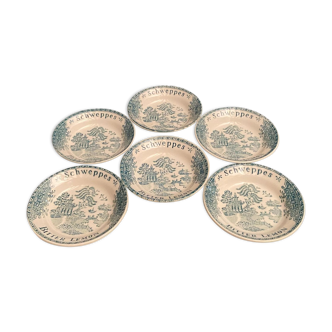 Suite of 6 coasters cup Schweppes Bitter Lemon earthenware from Gien