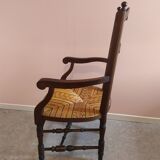 Wooden armchair with straw seat