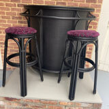 Vintage black rattan bar
