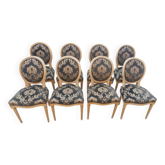 Set of 8 Louis XVI style medallion chairs
