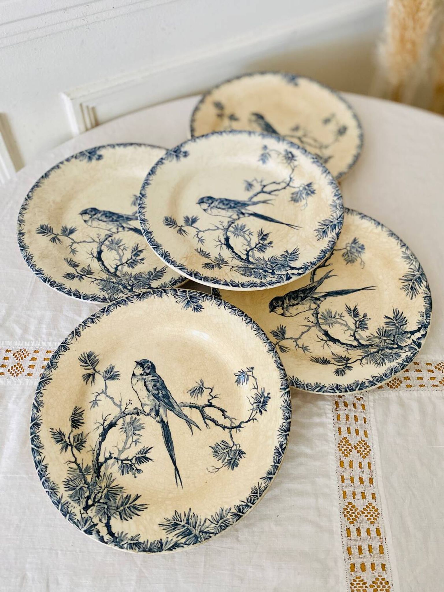 Antique opaque porcelain plates from Gien, Provençal model