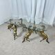 Hollywood Regency style coffee table, 6 patinated brass horses and glass top, 1970.
