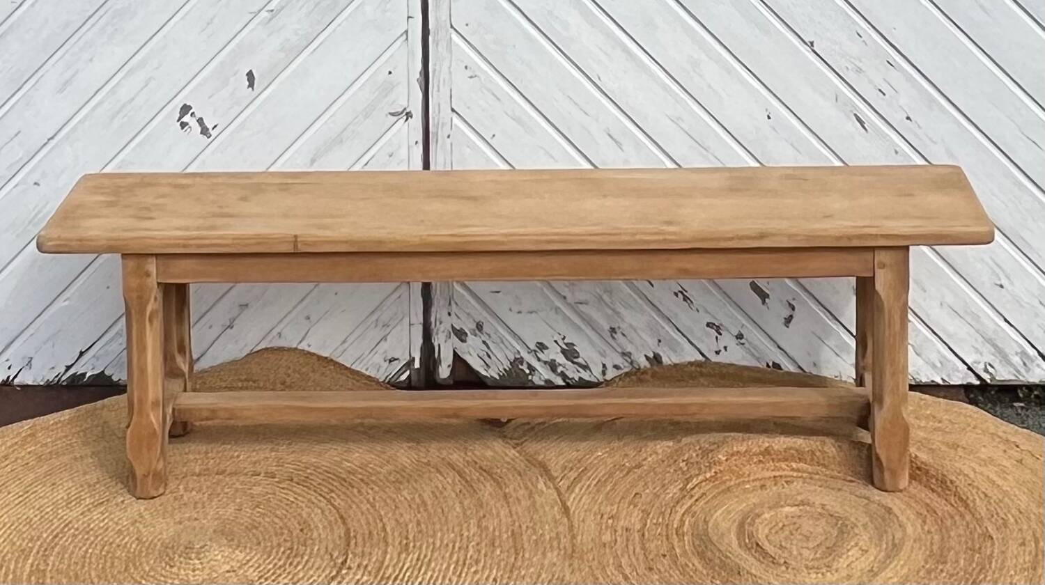 Pair of antique benches in raw solid oak - 1.60m