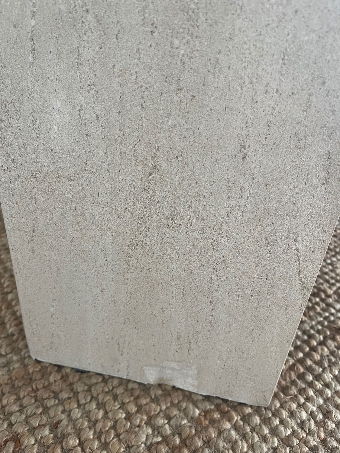 Rochebobois travertine eye-shaped coffee table