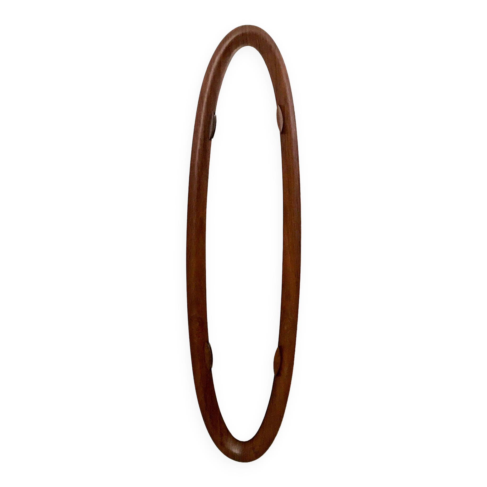 Vintage Postmodern Oval Wall Mirror with a Wooden Frame, Italy