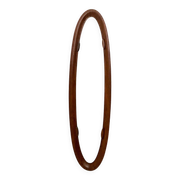 Vintage Postmodern Oval Wall Mirror with a Wooden Frame, Italy