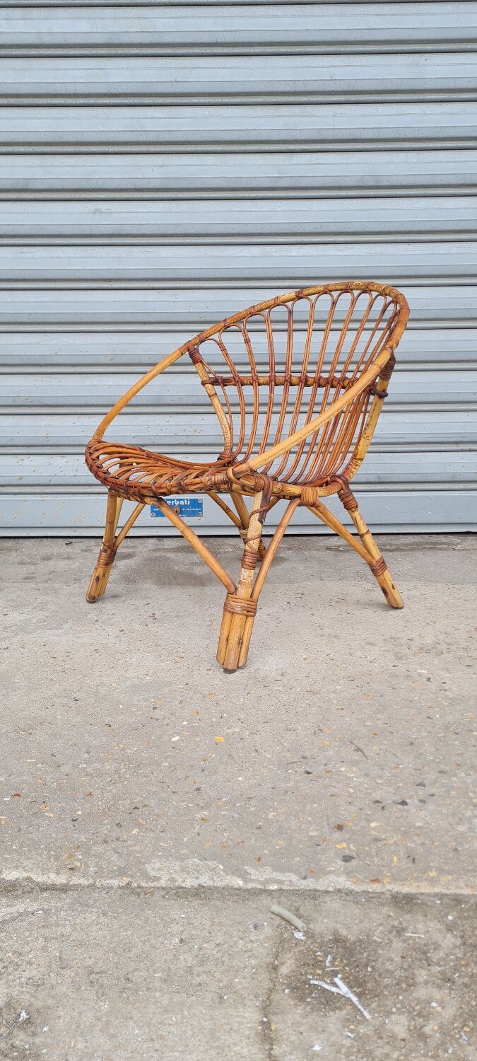 Rattan shell armchair 1960