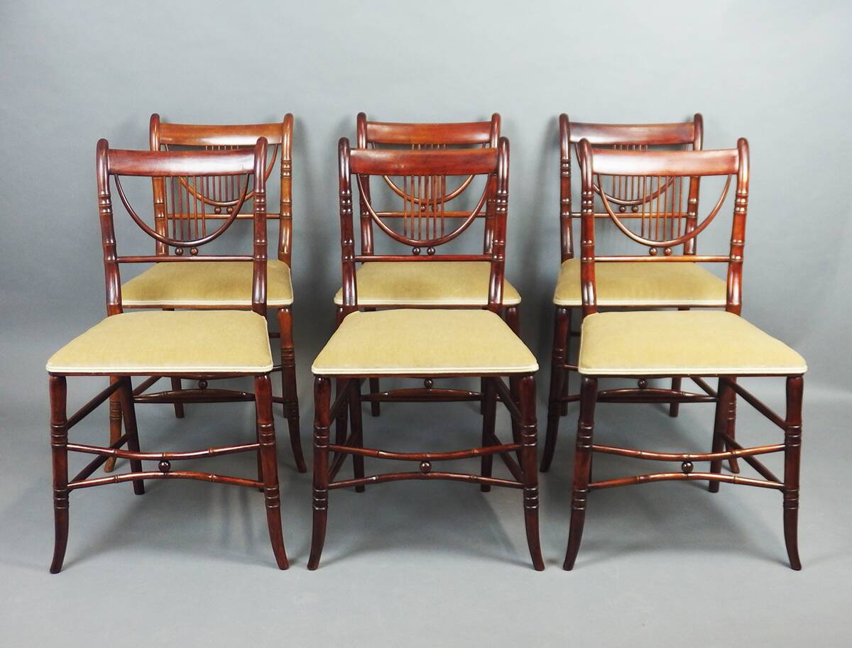 Set of six faux bamboo style chairs