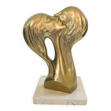 Brass Intertwined Male & Female Statue, 1970s