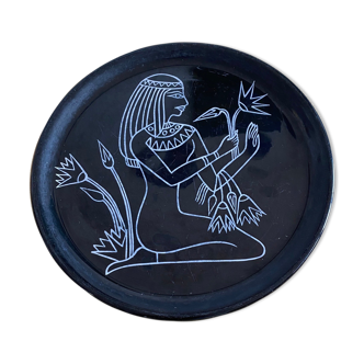 Plat noir MBFA Pornic  motif Egyptienne