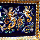 Cake dish cake Gien Renaissance blue background
